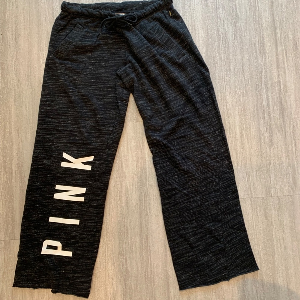 PINK Small Heathered Black Straight Leg SweatPants